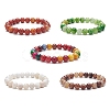 Dyed Natural Weathered Agate Round Beaded Stretch Bracelet for Women BJEW-JB09382-1