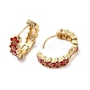 Flower Real 18K Gold Plated Brass Hoop Earrings EJEW-L268-015G-06-2