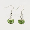 Chic Brass Polymer Clay Grade A Rhinestone Dangle Earrings EJEW-N025-01A-1