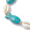 Natural Shell & Synthetic Turquoise Braided Bead Anklets AJEW-AN00562-03-3