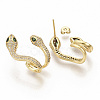 Brass Micro Pave Clear Cubic Zirconia Stud Earrings EJEW-S208-048-2