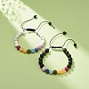 2Pcs 2 Style Natural Howlite & Golden Sheen Obsidian & Mixed Stone Round Braided Bead Bracelets Set for Women BJEW-JB08385-2