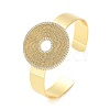 Brass Micro Pave Clear Cubic Zirconia Flat Round Open Cuff Bangles for Women BJEW-M312-08G-1