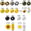 50Pcs 10 Styles Sunflower Theme Printed Wood Beads WOOD-CJ0001-78-2