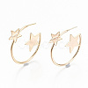 Semicircular Brass Half Hoop Earrings KK-T062-35G-NF-4