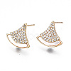 Brass Micro Pave Clear Cubic Zirconia Earring Findings KK-S356-359-NF-1