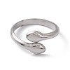 304 Stainless Steel Double Snake Open Cuff Ring for Women RJEW-C045-14P-2