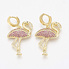 Brass Micro Pave Cubic Zirconia Hoop Earrings EJEW-S201-12G-1