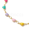Real 18K Gold Plated Brass Enamel Heart Link Chain Bracelets BJEW-JB09841-2
