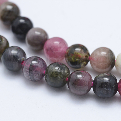 Natural Tourmaline Beads Strands G-J373-08-5mm-1