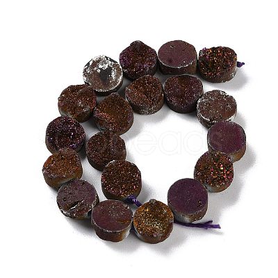 Electroplated Natural Druzy Agate Beads Strands G-M433-01E-1