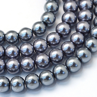 Baking Painted Pearlized Glass Pearl Round Bead Strands X-HY-Q330-8mm-12-1