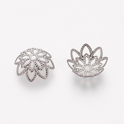 Non-Tarnish Multi-Petal 304 Stainless Steel Flower Bead Caps X-STAS-L205-08P-1