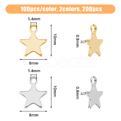 DICOSMETIC 200Pcs 2 Colors 304 Stainless Steel Charms STAS-DC0015-73-1