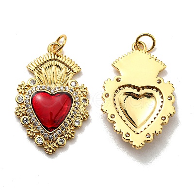 Rack Plating Brass Grade AAA Cubic Zirconia Pendants KK-D026-26G-1