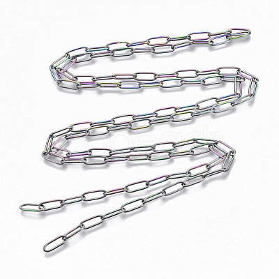 Ion Plating(IP) 304 Stainless Steel Paperclip Chains CHS-S006-JN957-3-1