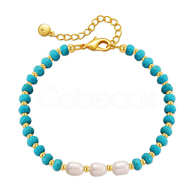 Natural Pearl & Synthetic Turquoise Beaded bracelet EY2763-1