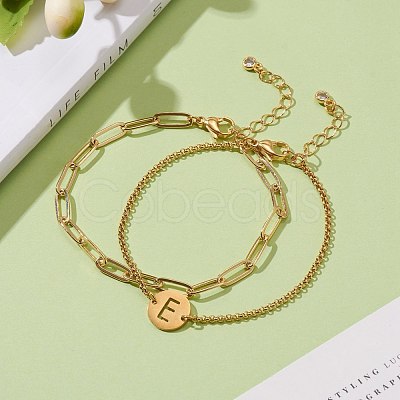 Titanium Steel Link Bracelets & Brass Paperclip Chain Bracelets Sets BJEW-JB06181-1