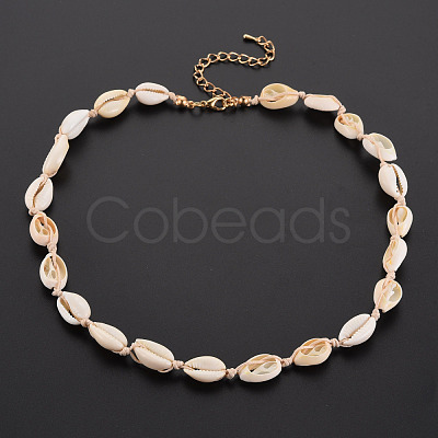 Natural Shell Beaded Necklace and Bracelet SJEW-T002-01-1