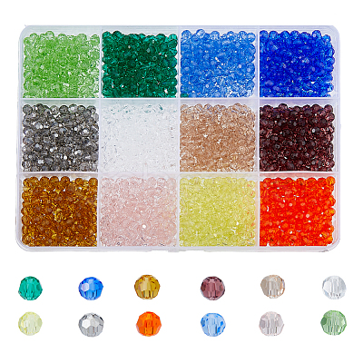 DICOSMETIC 1800Pcs 12 Colors Transparent Glass Beads Strands EGLA-DC0001-02-1