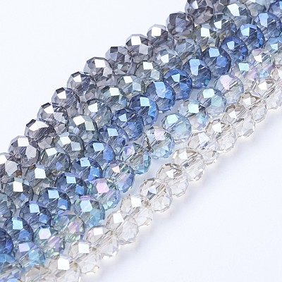 Electroplate Transparent Glass Beads Strands EGLA-A034-T6mm-Y-1