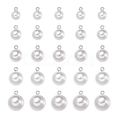 Mega Pet 70Pcs 7 Style Resin & Plastic Imitation Pearl Pendants/Shank Buttons BUTT-MP0001-01-1