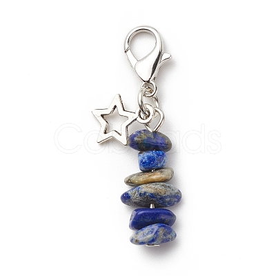 Gemstone Chips Beaded Pendant Decorations HJEW-JM00709-1