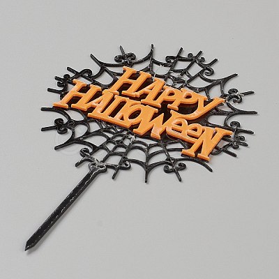 Acrylic Spider Web & Halloween Word Cake Insert Card Decoration X-DIY-H109-02-1