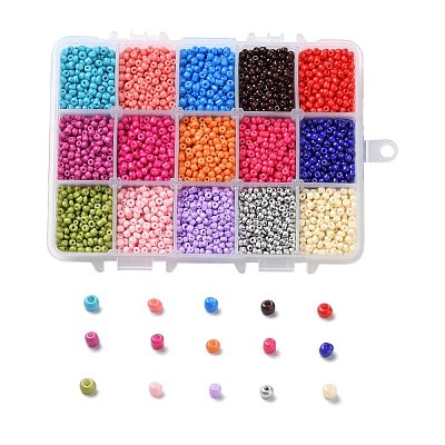 375G 15 Colors Baking Paint Glass Seed Beads SEED-JP0004-03-3mm-1