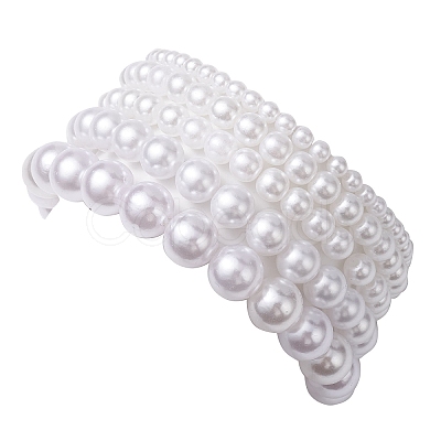 5Pcs 5 Size Acrylic Imitation Pearl Beaded Stretch Bracelets Set BJEW-JB10177-1