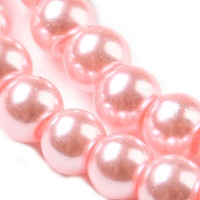 10 Strands Baking Painted Pearlized Glass Pearl Round Bead Strands HY-SZ0001-02A-01-1