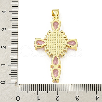 Rack Plating Brass Pave Cubic Zirconia Pendants KK-U029-01G-02-1