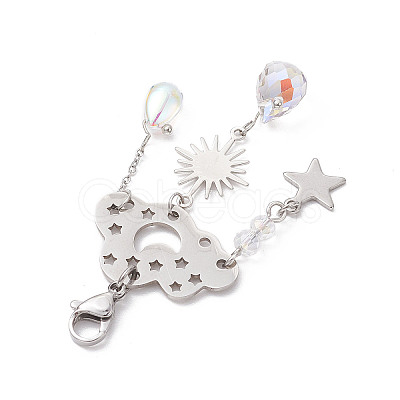 304 Stainless Steel Cloud & Star & Sun Hanging Ornaments HJEW-TA00180-1