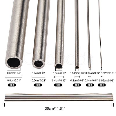 BENECREAT 6Pcs 6 Styles 304 Stainless Steel Tubes FIND-BC0002-34-1