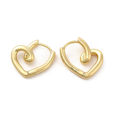 Rack Plating Brass Heart Hoop Earrings for Women EJEW-F302-01G-1