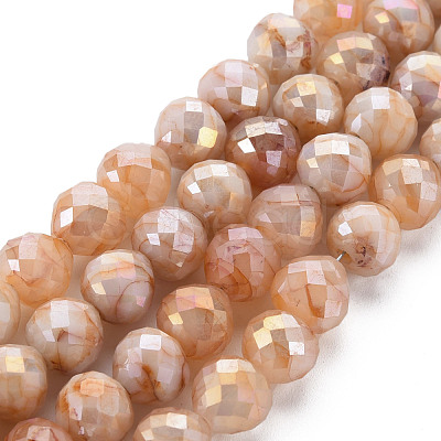 Opaque Baking Painted Crackle Glass Beads Strands EGLA-S174-19E-1