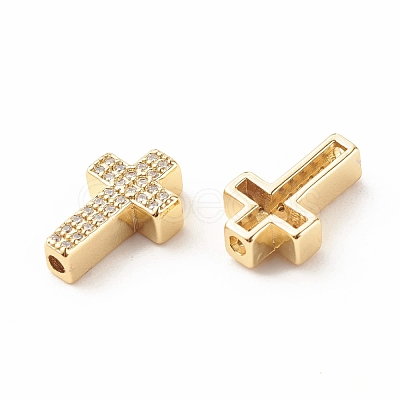 Rack Plating Brass Cubic Zirconia Beads KK-B051-06G-1