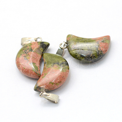 Moon Natural Unakite Pendants G-Q369-06-1