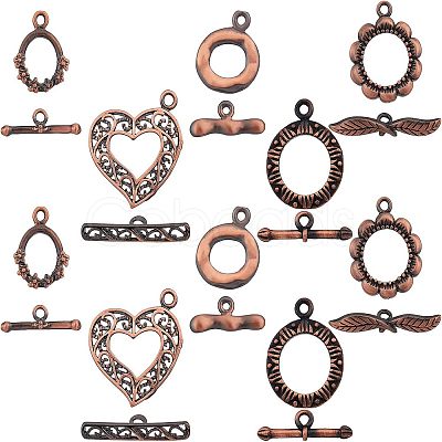 SUPERFINDINGS 10 Sets 5 Styles Brass Toggle Clasps KK-FH0004-14-1