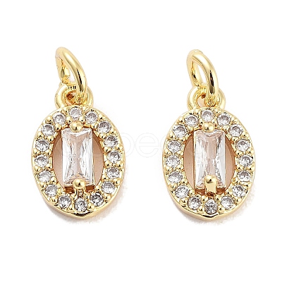 Brass Micro Pave Cubic Zirconia Charms KK-C051-04G-04-1