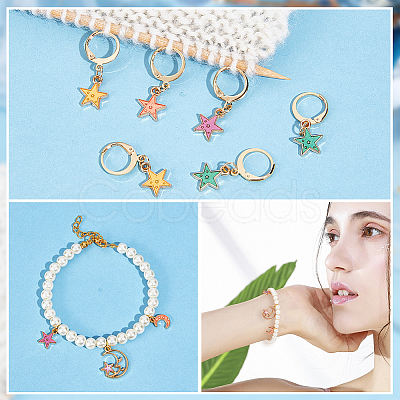 Alloy Enamel Star Pendant Locking Stitch Markers HJEW-AB00048-1