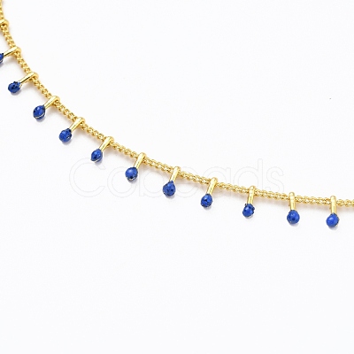 Brass Enamel Handmade Beaded Chain NecklaceS NJEW-JN03145-1