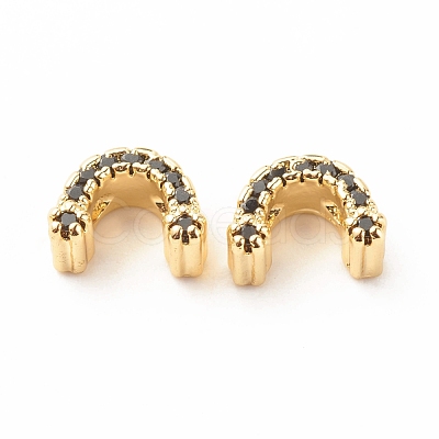 Rack Plating Brass Cubic Zirconia Connector Charms KK-B051-07G-1