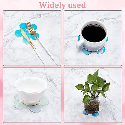 6Pcs Acrylic Mirror Cup Mats AJEW-FG0002-11-1