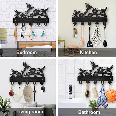 Wood & Alloy Wall Mounted Hook Hangers DIY-WH0606-001-1