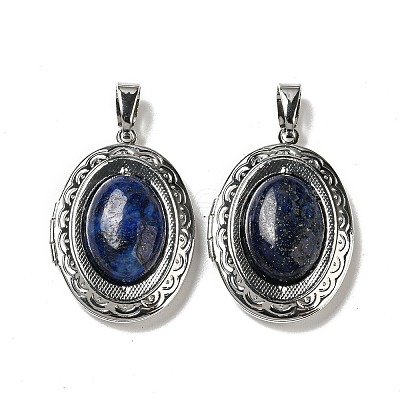 Natural Lapis Lazuli Locket Pendants G-C104-04C-P-1