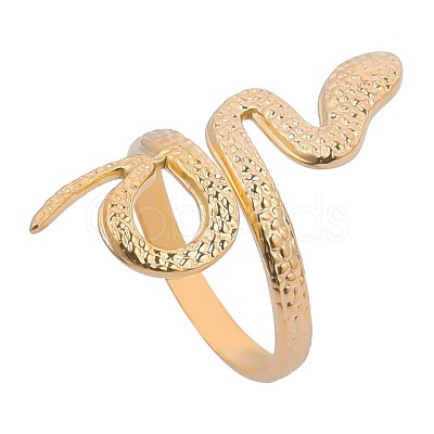 Snake Stainless Steel Open Cuff Ring for Women FM9814-2-1