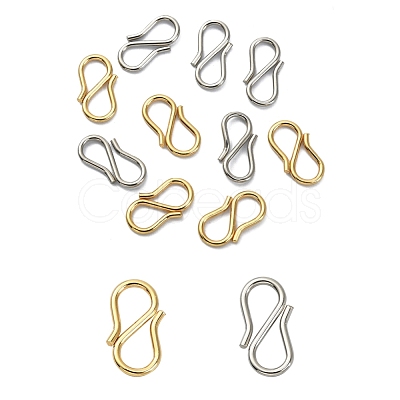 10Pcs 2 Colors 304 Stainless Steel S Hook Clasps STAS-YW0001-31-1