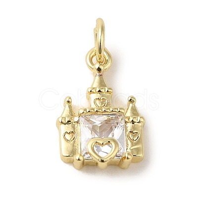 Brass Micro Pave Clear Cubic Zirconia Pendants KK-R162-018G-1