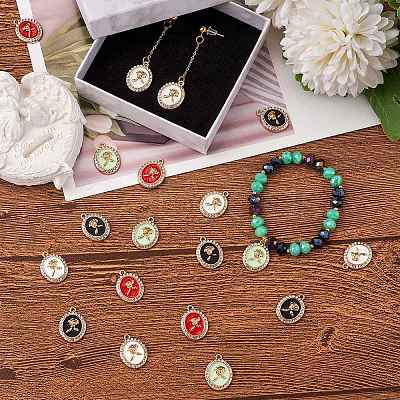 24Pcs 4 Colors Rack Plating Alloy Enamel Pendants FIND-SZ0006-06-1